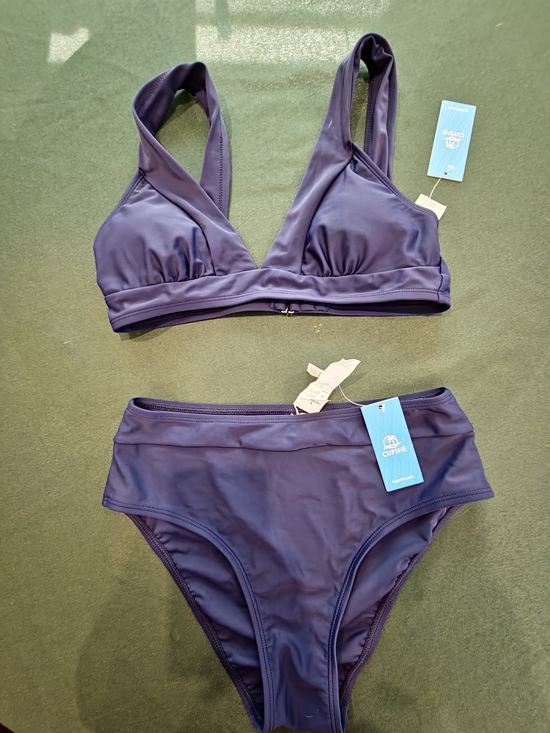 Cupshe Other - CUPSHE Deep Purple V-Neck Supportive Bikini Set Bottom Size Small Top Size Mediu